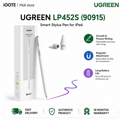 Picture of UGREEN LP452S (90915) Smart Stylus Pen for iPad with Magnetic Attachment & Palm Rejection | 18 Months Warranty - White