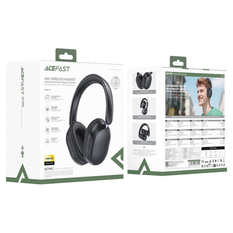 Picture of ACEFAST H12 Wireless Hybrid ANC Headset | 3 Months Warranty - Black