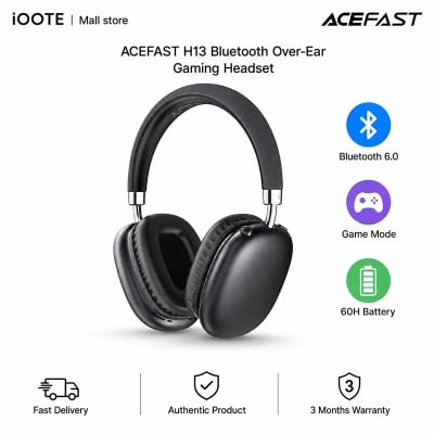 Picture of ACEFAST H13 Wireless Over-Ear Gaming Headset with Bluetooth 6.0, 40mm Hi-Fi Drivers, 60H Battery & Game Mode | 3 Months Warranty - Black