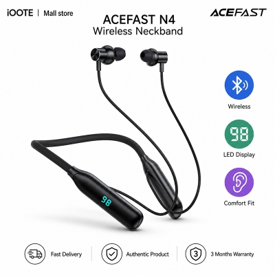 Picture of ACEFAST N4 Wireless Neckband Earphones with Bluetooth 5.3, 130H Playback, LED Display & TF Card Support | 3 Months Warranty - Black