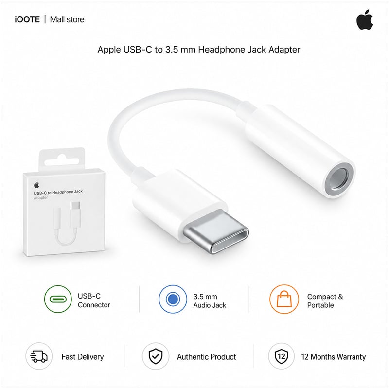 Picture of [MFi Certified] Apple USB-C to 3.5mm Headphone Jack Adapter, Headphone Adapter for iPhone | 12 Months Warranty - White