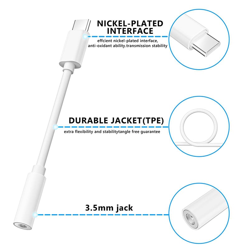 Picture of [MFi Certified] Apple USB-C to 3.5mm Headphone Jack Adapter, Headphone Adapter for iPhone | 12 Months Warranty - White