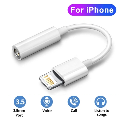 Picture of [MFi Certified] Apple Lightning to 3.5 mm Headphone Jack Adapter, iPhone Aux Adapter Converter Dongle Audio Cable Compatible with iPhone | 12 Months Warranty - White