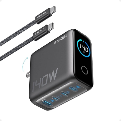 Picture of Anker 140W Max 4-Port GaN Fast Charger with Smart Display & Touch Control USB-C Cable | 6 Months Warranty - Grey
