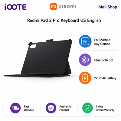 Picture of Redmi Pad 2 Pro Keyboard US English Layout | Official Magnetic Keyboard Case for Redmi Pad 2 Pro, Comfortable Typing, Slim Protective Design | 1 Year Official Warranty - Grey