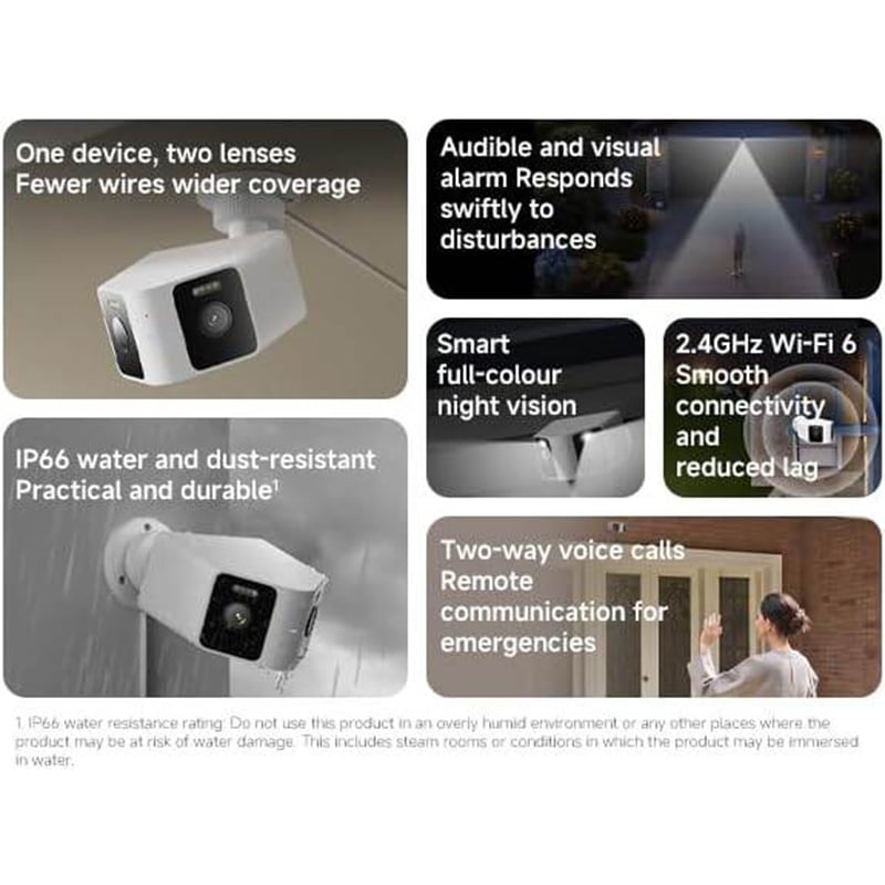 Picture of Xiaomi CW100 Dual Lens Outdoor Security Camera 2K 3MP WiFi CCTV, 180° Wide Angle, AI Motion Detection & IP66 Waterproof | 6 Months warranty - White