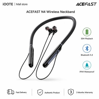 Picture of ACEFAST N5 Wireless Neckband Earphones with Bluetooth 5.4, 10mm Drivers, 30H Playback & IPX4 | 3 Months Warranty - Black