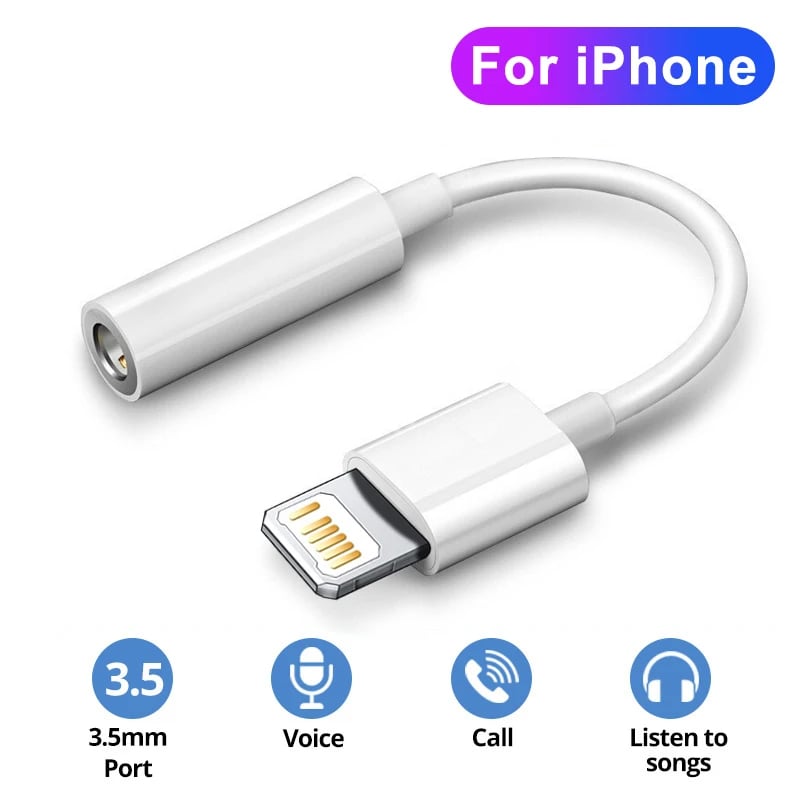 Picture of [MFi Certified] Apple Lightning to 3.5 mm Headphone Jack Adapter, iPhone Aux Adapter Converter Dongle Audio Cable Compatible with iPhone | 12 Months Warranty - White