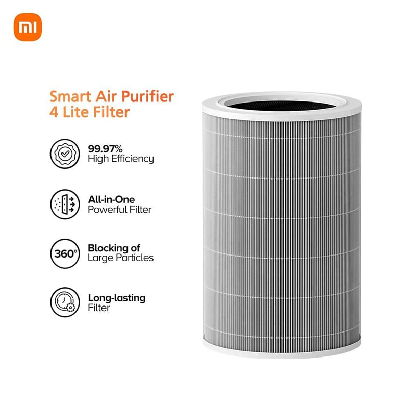Picture of Xiaomi Smart Air Purifier 4 Lite Filter with 3-layer filtration, PM2.5 and pollen filtration, pet hair capture, odour elimination, and up to 99.99% air pollutant removal - Grey