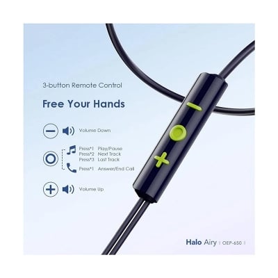 Picture of Oraimo Halo Airy Type C Wired Headphone (OEP-650) - Blue | 6 Months Warranty - Blue