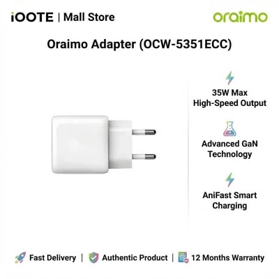 Picture of Oraimo Adapter (OCW-5351ECC) | 12 Months Warranty - White