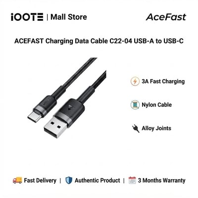 Picture of ACEFAST Charging Data Cable C22-04 USB-A to USB-C | 3 Months Warranty - Black