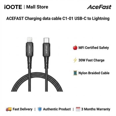 Picture of ACEFAST Charging data cable C1-01 USB-C to Lightning | 3 Months Warranty - Black