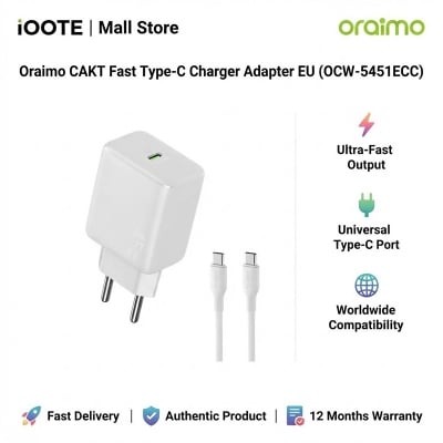 Picture of Oraimo CAKT Fast Type-C Charger Adapter EU (OCW-5451ECC) | 12 Months Warranty - White