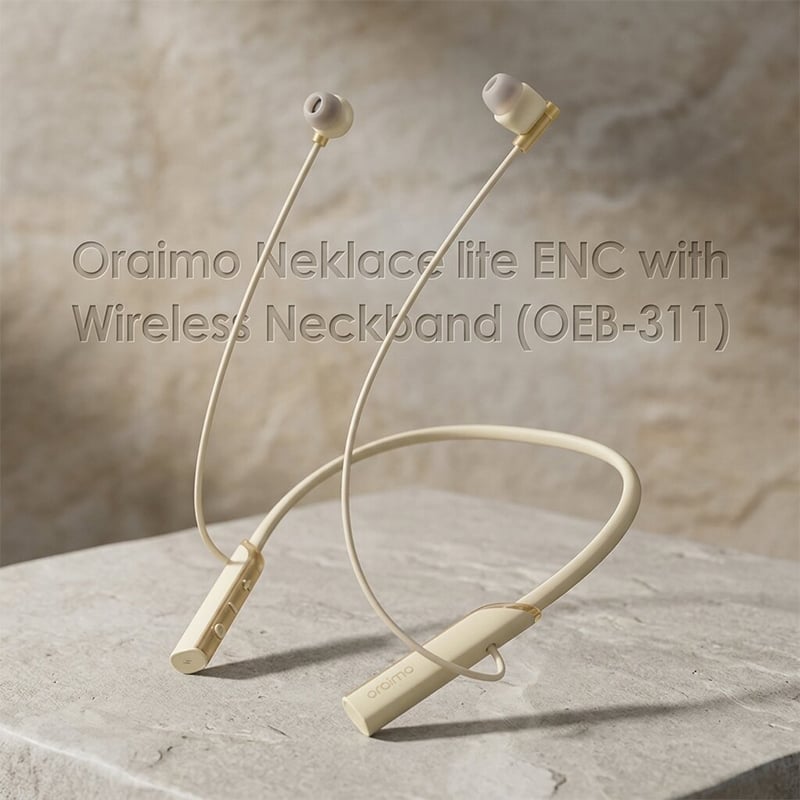 Picture of Oraimo lite Necklace ENC with Vibration Wireless Neckband (OEB-311) | 12 Months Warranty - Gold