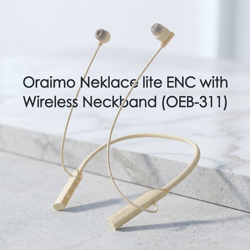 Picture of Oraimo lite Necklace ENC with Vibration Wireless Neckband (OEB-311) | 12 Months Warranty - Gold