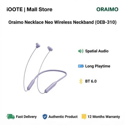 Picture of Oraimo Necklace Neo Wireless Neckband (OEB-310) | 12 Months Warranty - Digital Levender