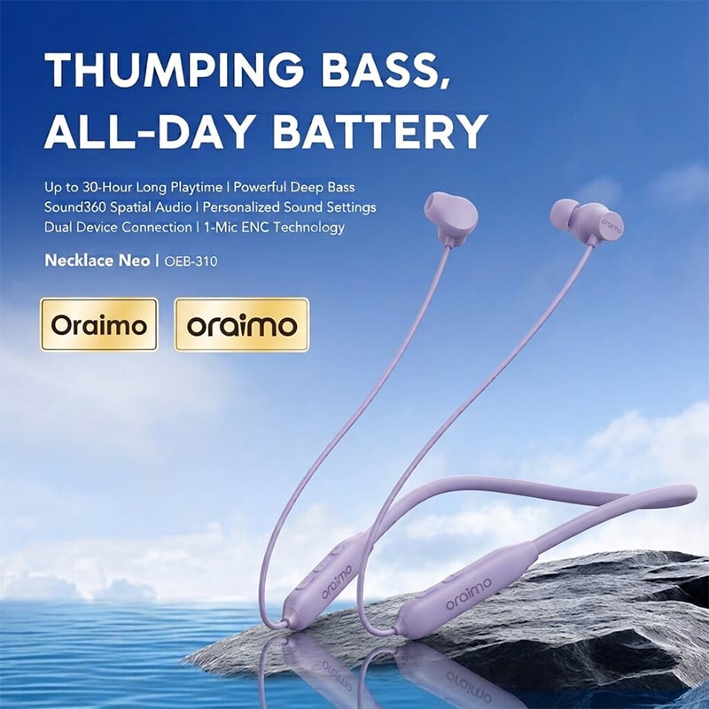 Picture of Oraimo Necklace Neo Wireless Neckband (OEB-310) | 12 Months Warranty - Digital Levender