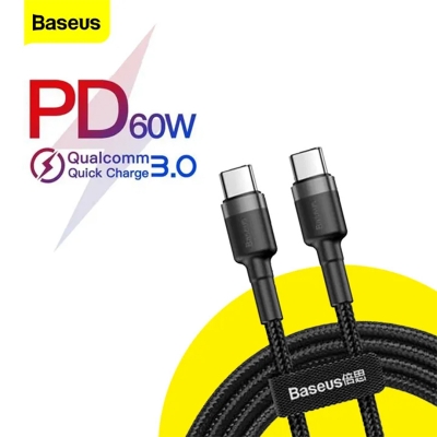 Picture of Baseus Cafule 60W Type-C to Type-C  PD2.0 Flash Charging Cable (1m) Black | 3 Months Warranty - Black