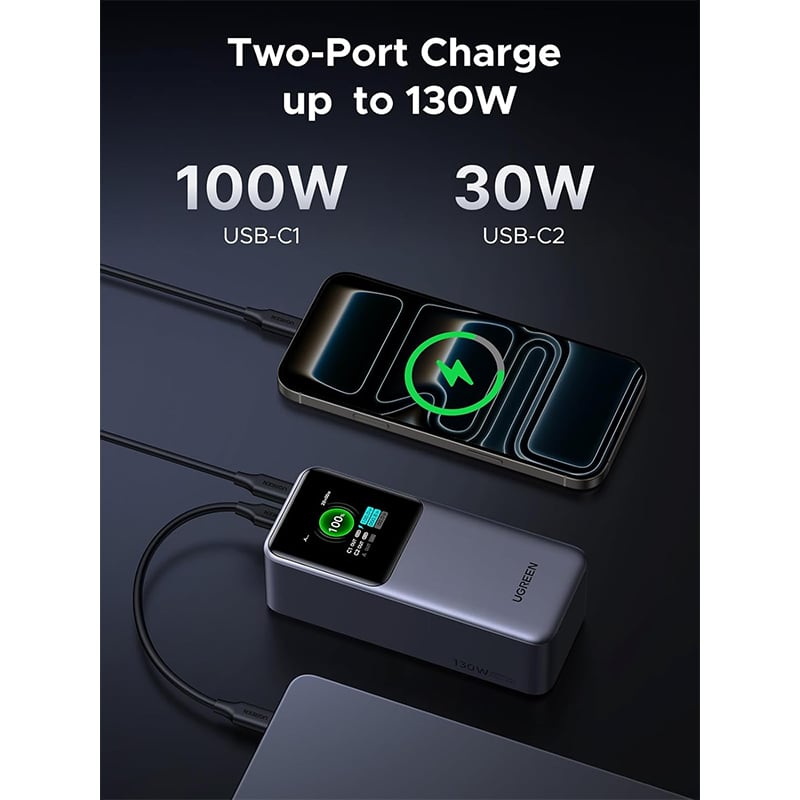 Picture of UGREEN PB721 20000mAh 130W Fast Charging Power Bank | 6 Months Warranty - Black