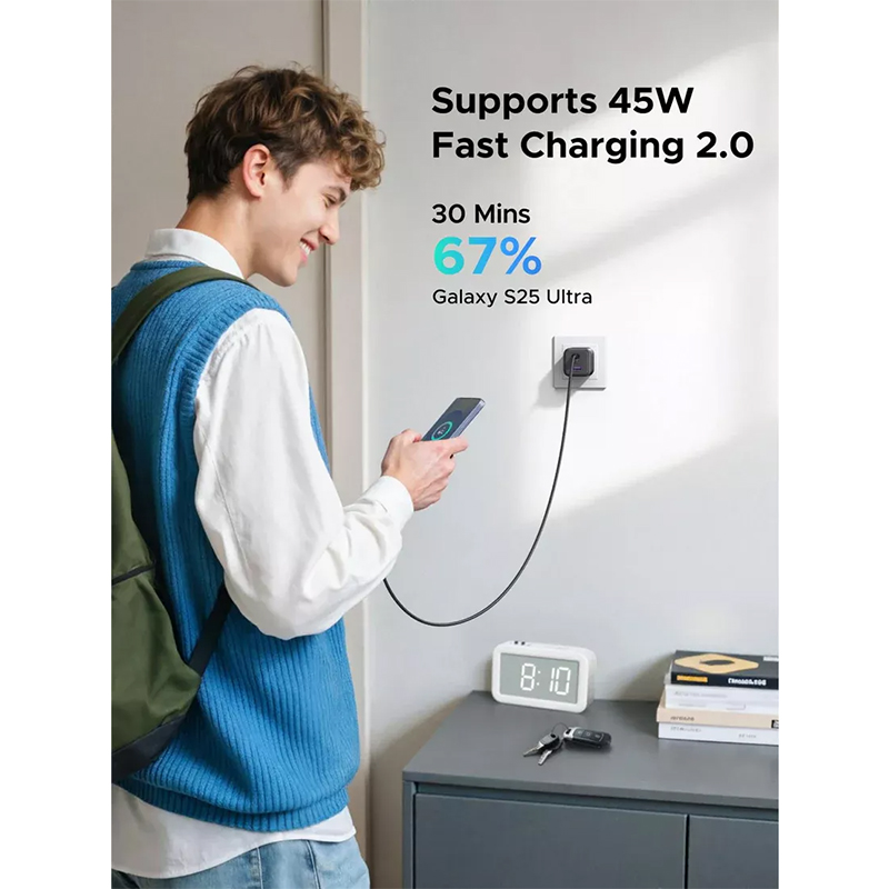 Picture of UGREEN X527 45W GaN Fast Charger 3-Port for Phone, Tablet & Laptop | 18 Months Warranty - Black