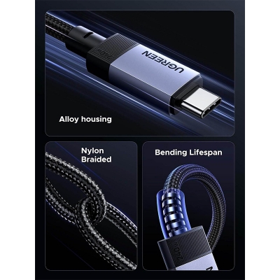 Picture of UGREEN USB4.0 GEN3 40Gbps 240W Max Aluminum Braided Cable 1m 65175 | 18 Months warranty - Black