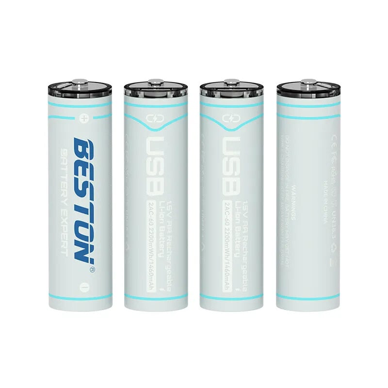 Picture of [Original] Beston 2200mWh 1.5V AA Type-C Rechargeable 4Pcs Lithium Battery (2AC-60) - Grey
