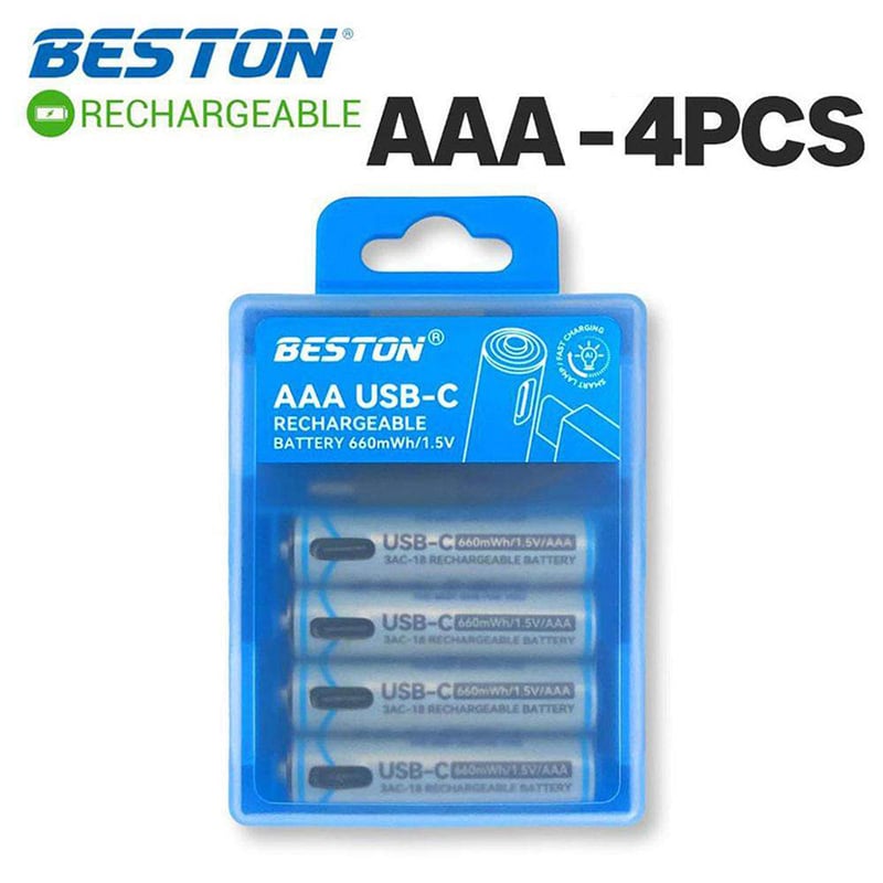 Picture of [Original] Beston 1.5V AAA Lithium USB-C Rechargeable Battery 660mWh 4PCS - Grey