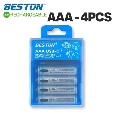 Picture of [Original] Beston 1.5V AAA Lithium USB-C Rechargeable Battery 660mWh 4PCS - Grey