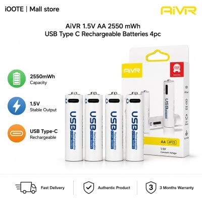 Picture of [Original] AiVR 1.5V AA 2550 mWh USB Type C Rechargeable Batteries 4pc - Grey