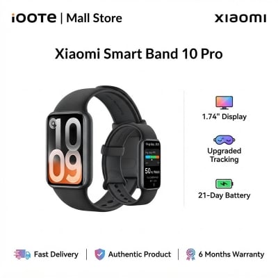Picture of Xiaomi Smart Band 10 Pro, Fitness Tracker for Men Women, Black 1.74'' AMOLED, upgraded sleep algorithm, 21-day battery, Android & iOS, 150+ sports modes, GNSS, 5ATM waterproof | 6 Months Warranty
