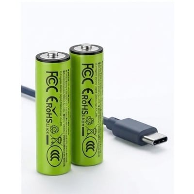 Picture of REMAX AA02 New Energy AA Rechargeable USB Lithium Battery 3071mWh 2 pcs Set - Green