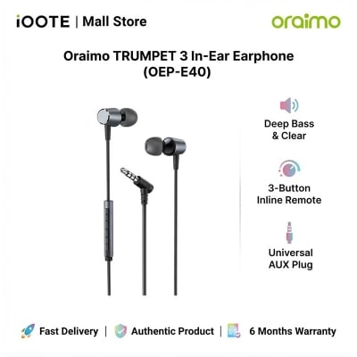 Picture of Oraimo TRUMPET 3 In-Ear Earphone (OEP-E40) - Black | 6 Months Warranty - Black