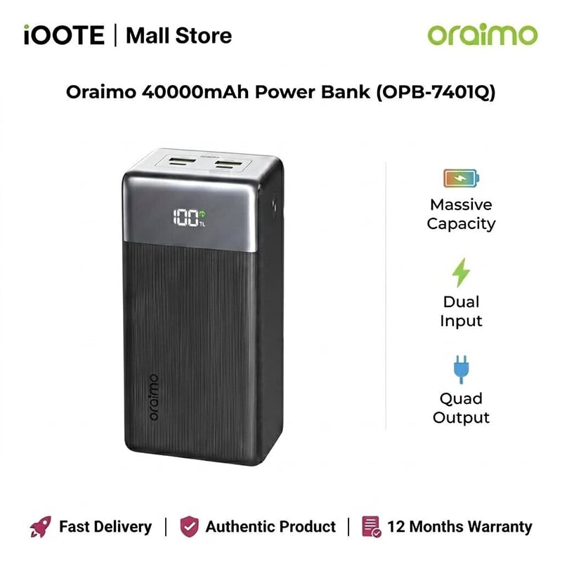Picture of Oraimo 40000mAh Power Bank (OPB-7401Q) | 12 Months Warranty - Black