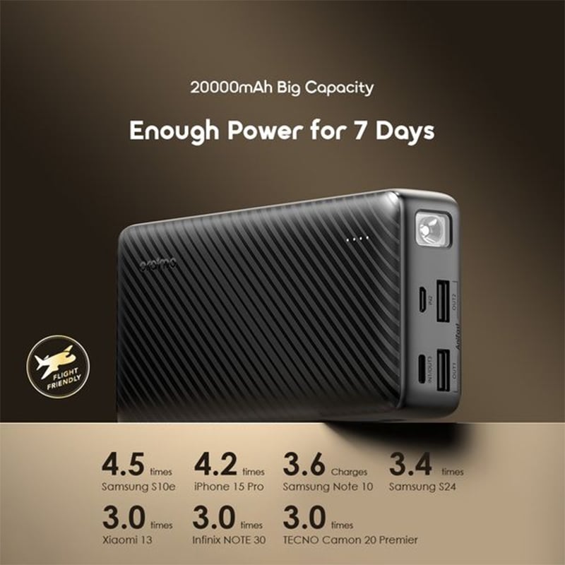 Picture of Oraimo Power Bank (OPB-1201P) | 12 Months Warranty - Black