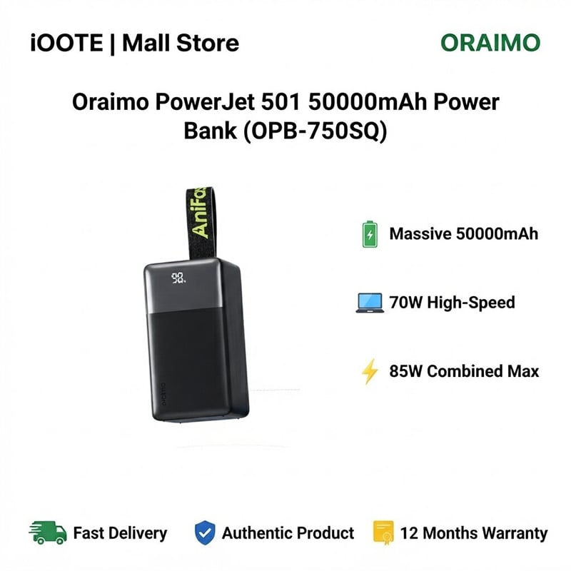 Picture of Oraimo PowerJet 501 50000mAh Power Bank (OPB-750SQ) | 12 Months Warranty - Grap Black