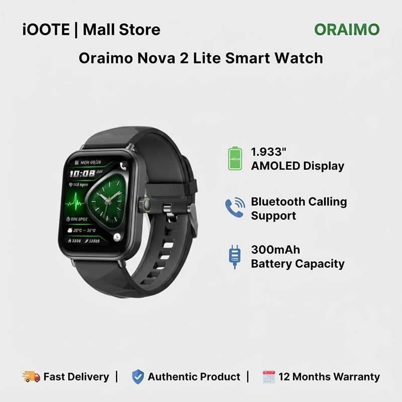 Picture of Oraimo Nova 2 Lite Smart Watch (OSW-814L) | 12 Months Warranty - Black