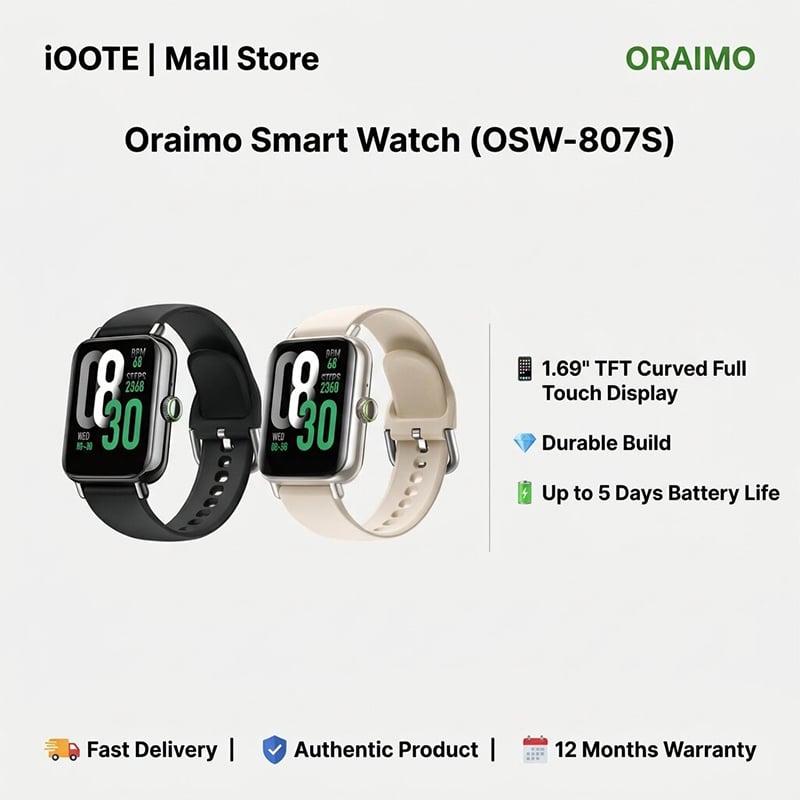 Picture of Oraimo Smart Watch (OSW-807S) | 12 Months Warranty