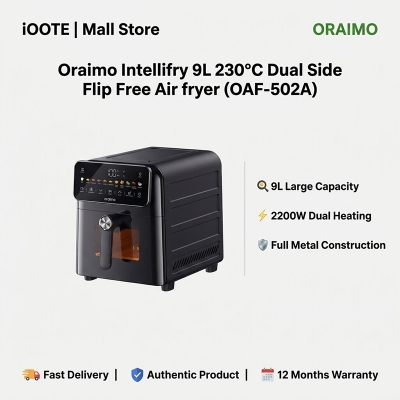 Picture of Oraimo Intellifry 9L 230°C Dual Side Flip Free Air fryer (OAF-502A) | 12 Months Warranty - GRAPHITBLACK
