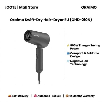 Picture of Oraimo Swift-Dry Hair-Dryer EU (OHD-210N) | 12 Months Warranty - GRAPHITE GREY