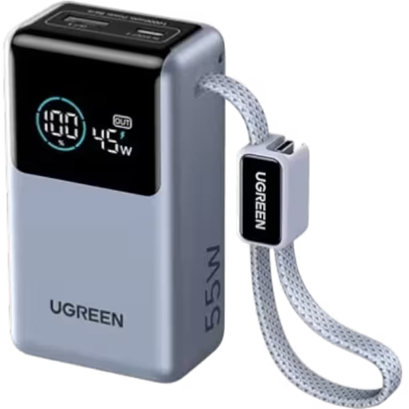 Picture of UGREEN PB727 Nexode 55W 10000mAh Power Bank with Built in Cable | 6 Months Warranty - Blue