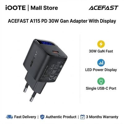 Picture of ACEFAST A115 PD 30W Gan Adapter With Display | 3 Months Warranty - Black