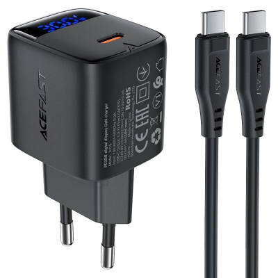 Picture of ACEFAST A115 PD 30W Gan Adapter With Display | 3 Months Warranty - Black