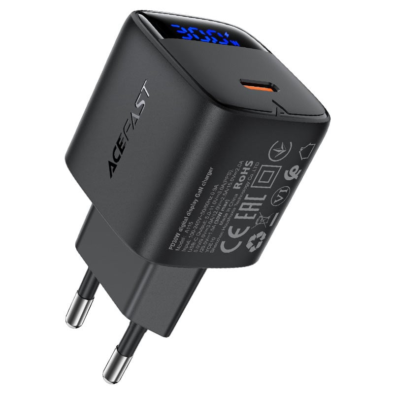 Picture of ACEFAST A115 PD 30W Gan Adapter With Display | 3 Months Warranty - Black