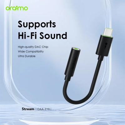 Picture of Oraimo Type C to 3.5mm Audio Converter (OAA-310) | 6 Months Warranty - Black