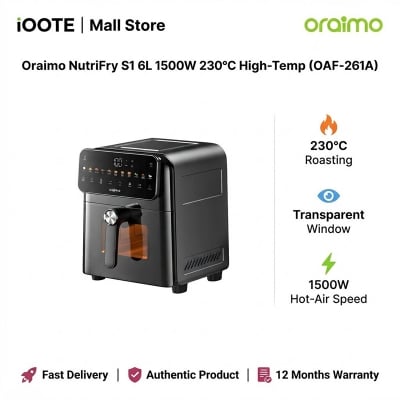 Picture of Oraimo NutriFry S1 6L 1500W 230°C High-Temp (OAF-261A) | 12 Months Warranty - Black