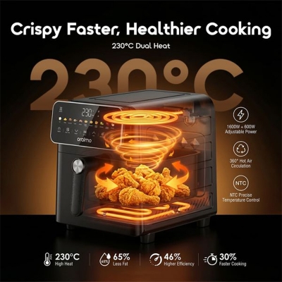 Picture of Oraimo Intellifry 9L 230°C Dual Side Flip Free Air fryer (OAF-502A) | 12 Months Warranty - GRAPHITBLACK