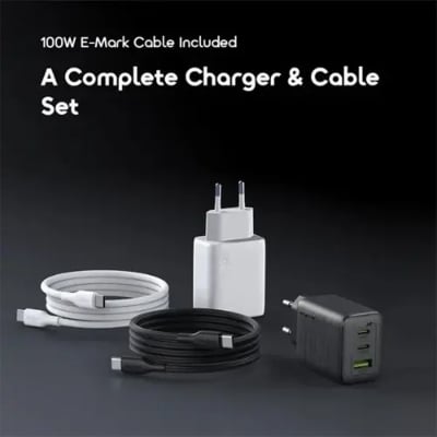 Picture of Oraimo Fast Charging Adapter with Type-C to Type-C Cable (OCW-5701ECC) | 12 Months Warranty - White