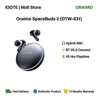 Picture of Oraimo SpaceBuds 2 (OTW-631) | 12 Months Warranty - Space Grey
