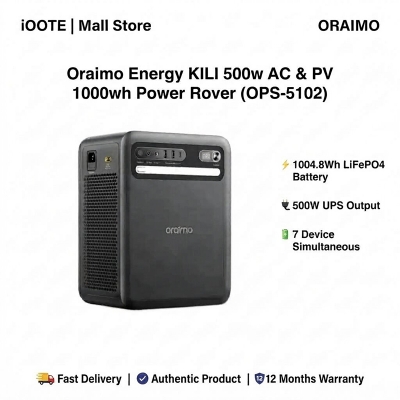 Picture of Oraimo Energy KILI 500w AC & PV 1000wh Power Rover (OPS-5102) | 12 Months Warranty - Black